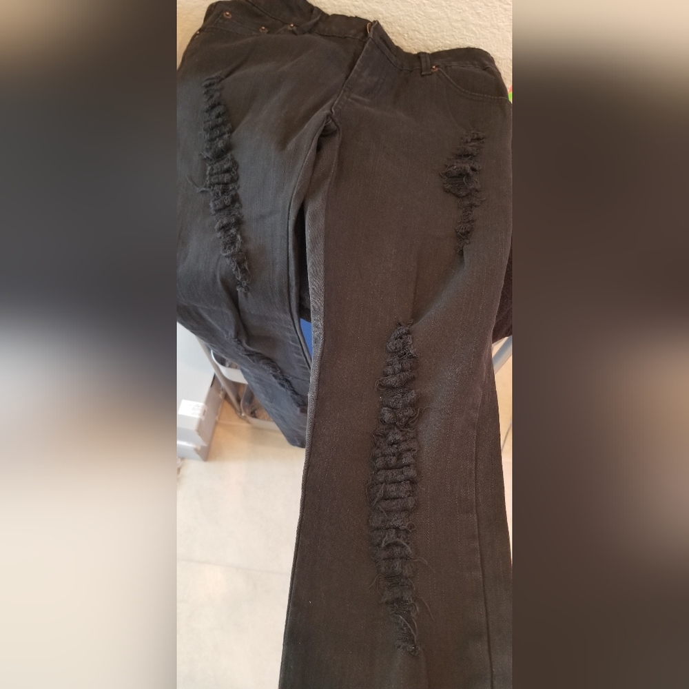Black Ripped Jeans Mid Rise - Picture 5 of 6